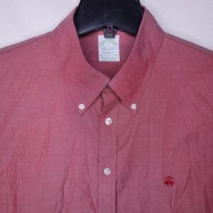 Brooks Brothers Shirt Mens Large Red Supima Cotton Milano Fit